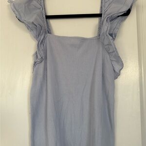 Light Blue Ruffled Sleeveless Top